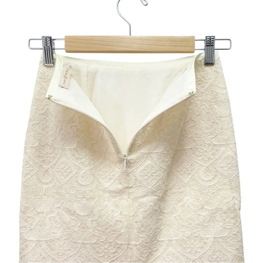 Tory Burch Aurelia Lace Top & Debra Skirt Set Cream Ivory Size 0 Matching Outfit